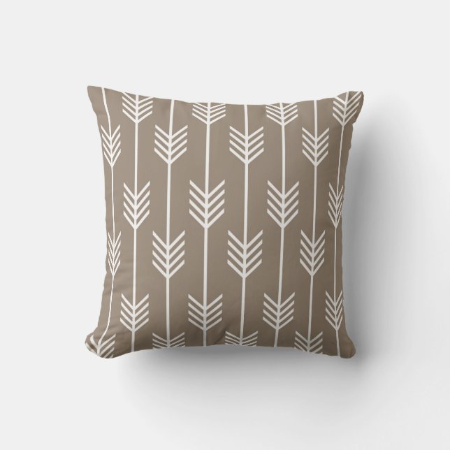 Coussin Taupe moderne de motif de Fletching de flèche (Recto)