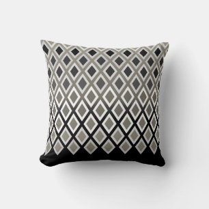 Coussin Taupe moderne et Motif de diamant noir
