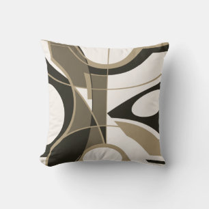 Coussin Taupe noir bronzage sur off-White Art moderne Abst