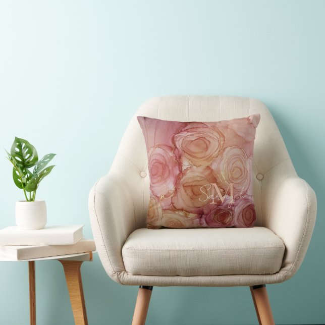 Coussin Taupe Rose monogramme (Chaise)