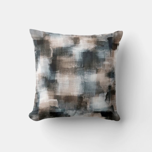 Coussin Taupe Slate Brushstrokes Abstraits (Recto)
