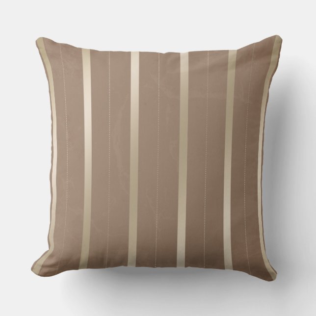 Coussin Taupe Tan and Silver Stripes Lancer l'oreiller (Recto)