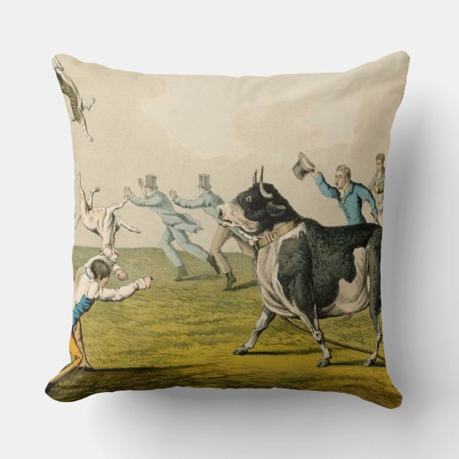 Coussin "Taureau amorçant", pub. par Thomas McLean, 1820, (Recto)