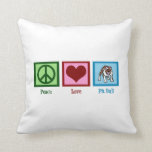 Coussin Taureau de la pointe<br><div class="desc">Peace Love Pit Bull. Un joli signe de paix,  un coeur,  et un chien mignon.</div>