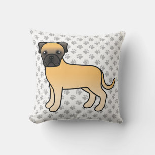 Coussin Taureau Fauve Mignon Chien de Dessin Animé & Patte