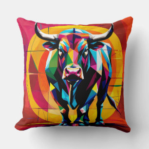 Coussin Taureau Mosaïque Coloré