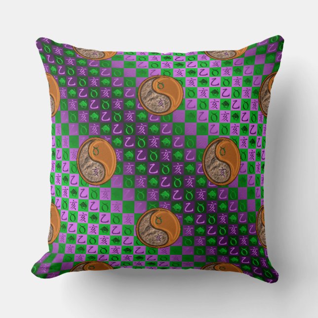Coussin Taureau & Sanglier de bois (Recto)