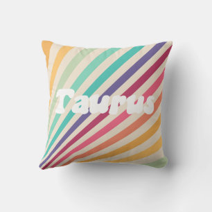 Coussin Taurus Astrologie Zodiac Retro Rainbow Round Couss
