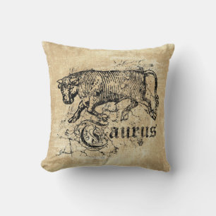 Coussin Taurus zodiaque vintage
