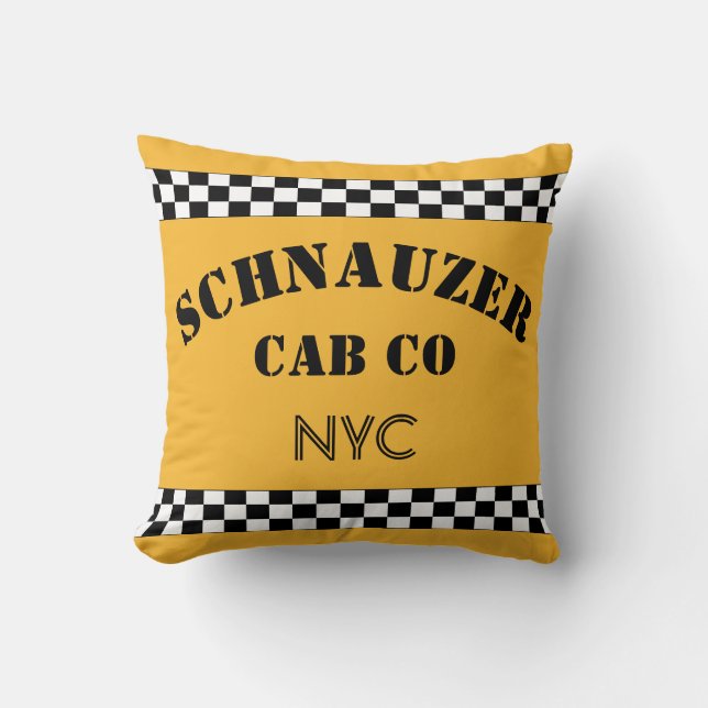 Coussin Taxi-taxi Personnalisable Jaune Vérificateur NYC (Recto)