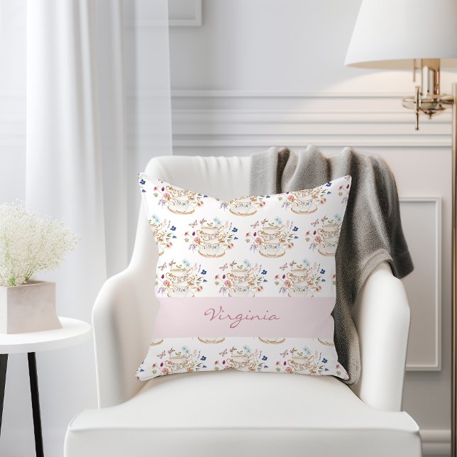 Coussin Tea Party (Wildflower Floral Tea Party Throw Pillow by Painted Paperie
)
