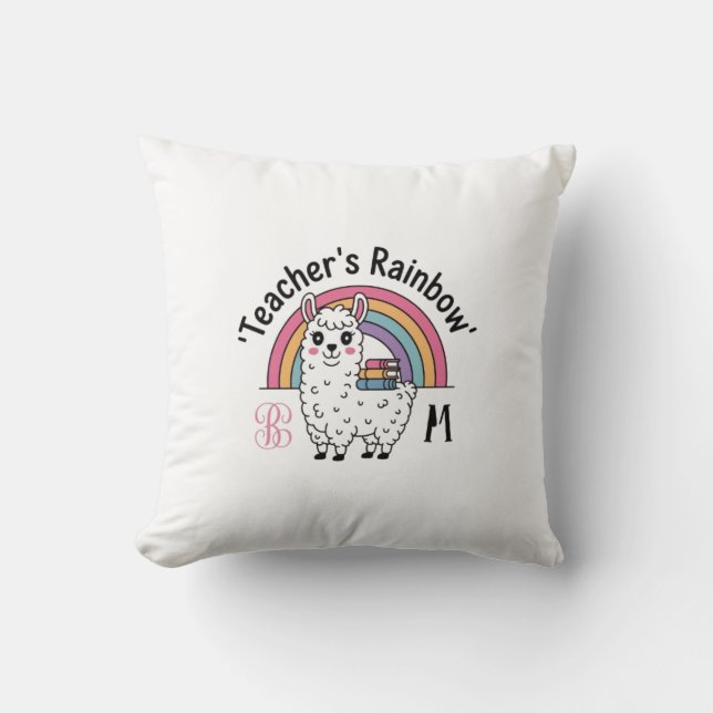 Coussin "Teacher's Rainbow" Jeu d'oreiller - mignonne Llam (Recto)