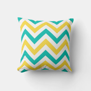 Coussin Teal, Pineapple, Wht Large Chevron Zig Zag