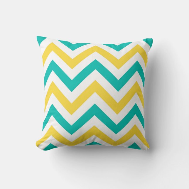 Coussin Teal, Pineapple, Wht Large Chevron Zig Zag (Recto)