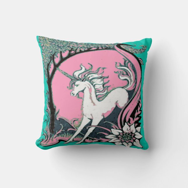 coussin Teal-rose de licorne par Sharles (Recto)