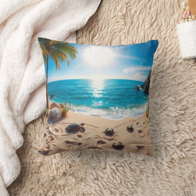 Coussin Teal Watercolor Sea Turtle Coastal Zen (Couverture)