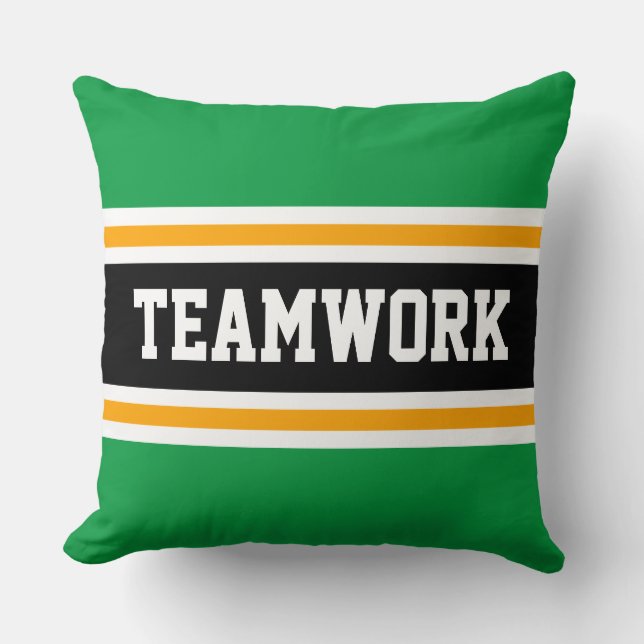 Coussin TEAMWORK Colorful Green Black White Racing Stripes (Recto)