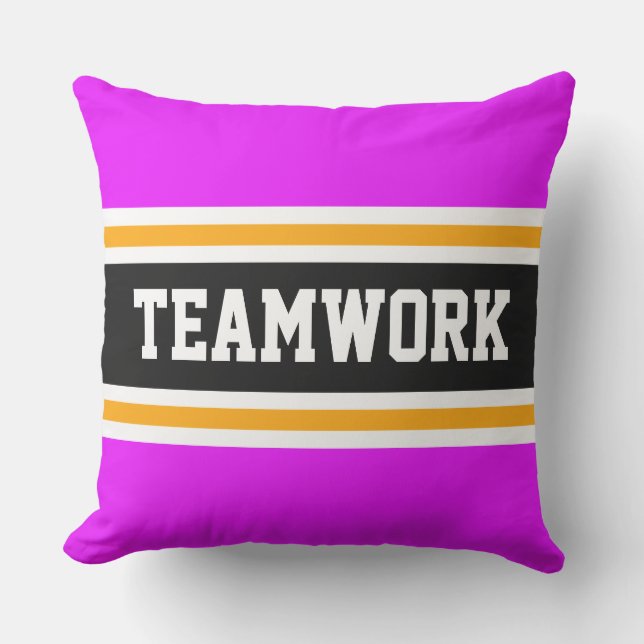 Coussin TEAMWORK Tropical Pink Black White Racing Stripes (Recto)