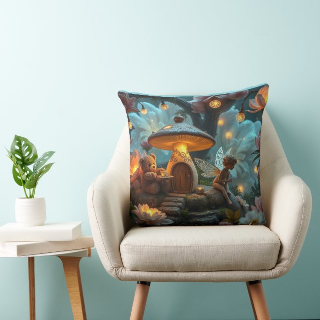 Coussin teaparty avec la fée et le nounours (Chaise)