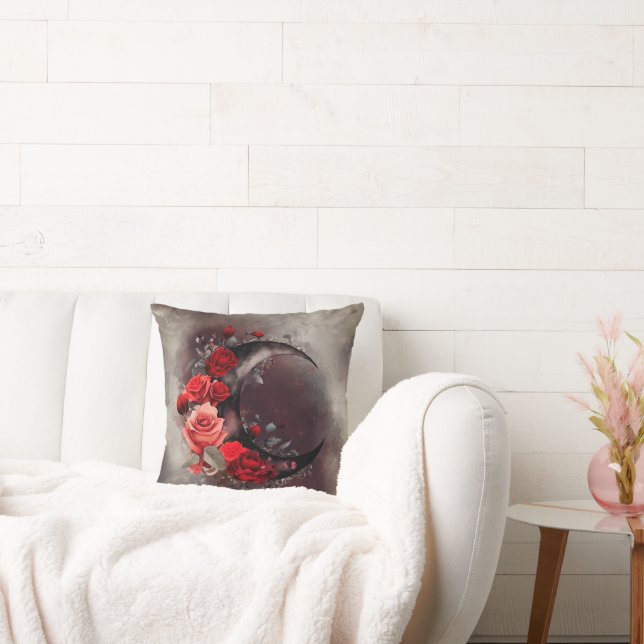 Coussin Técherie | Lune de croissant avec des roses rouges (Canapé)