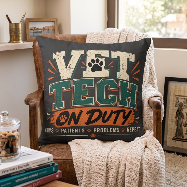 Coussin Technicien Vétérinaire De Service Drôle Technicien (Créateur téléchargé)