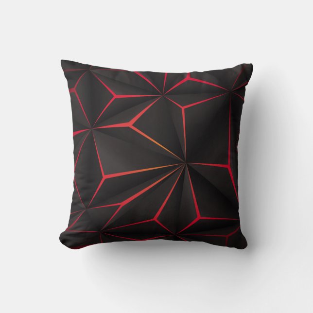 Coussin techno futuriste Abstrait en polygone noir (Recto)