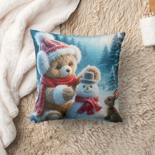 Coussin Teddy Bear Construire un Snowman (Couverture)