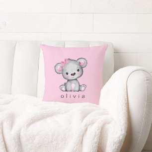 Coussin Teddy Bear personnalisée Baby Girl rose