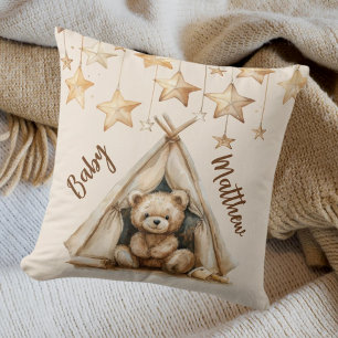 Coussin Teddy bear teepee beige brun étoiles boho pépinièr