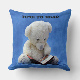 Coussin Teddy Bear Time to Read Blue Stuffed Animal, ZKOA