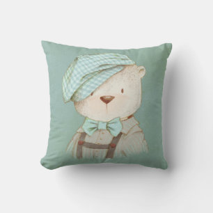 Coussin Teddy Ours Casquette Overalls mignonne Whimsy Nurs