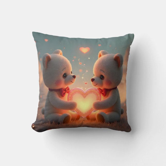 Coussin Teddy Time Ensemble – Ours de la Saint-Valentin (Recto)