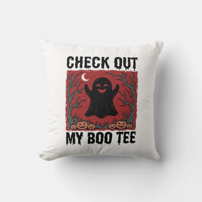 Coussin Tee drôle de fantôme boo Halloween conception de v (Recto)