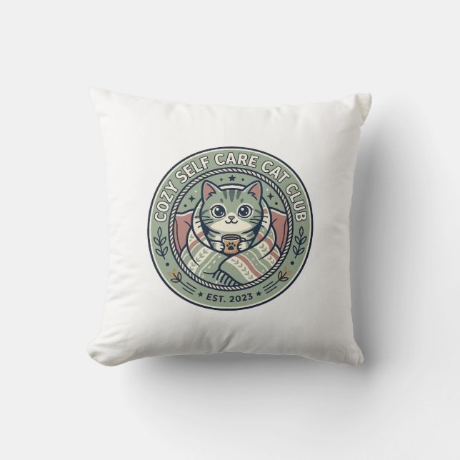 Coussin Tee-shirt graphique de chat de soins personnels co (Recto)