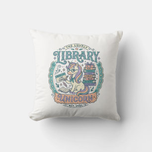 Coussin Tee-shirt graphique fantaisiste Licorne de la bibl