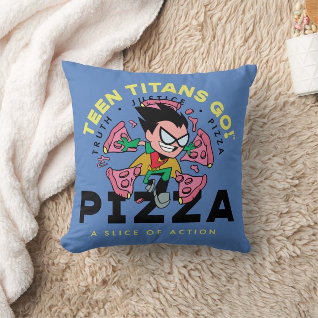 Coussin Teen Titans Go ! Robin "Truth Justice Pizza" (Couverture)