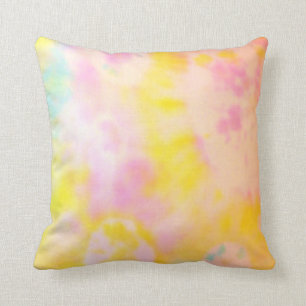 Coussin teint par cravate de jaune et de rose