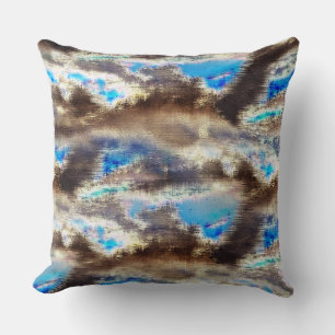 Coussin Teinte bleue et brune dans un bois brut