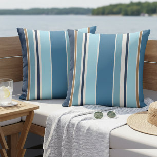 Coussin Teinte de bleu marine foncé et rayures blanches de