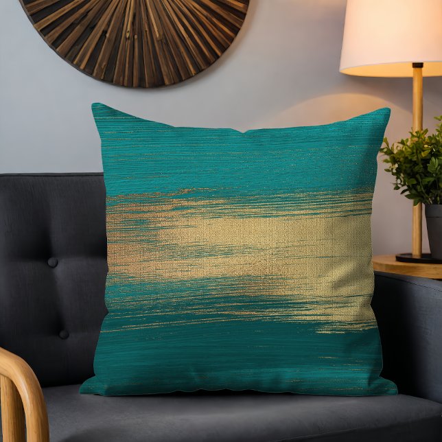 Coussin Teinte dorée Abstrait Pinceaux Peints (Créateur téléchargé)