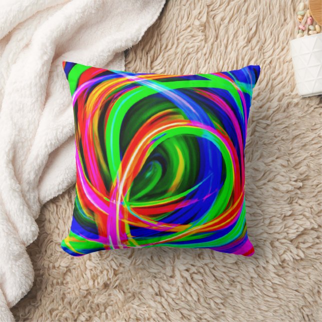 Coussin Teintes Abstraites de néon dynamique (Couverture)