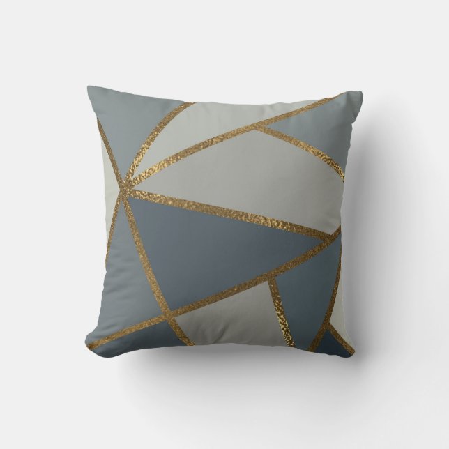 Coussin Teintes grises Bronze doré neutre Géométrique (Recto)