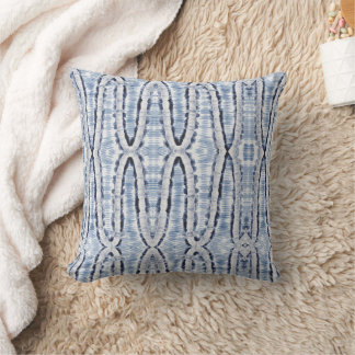Coussin Teinture bleu blanc zig zag style motif