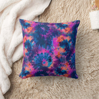 Coussin Teinture en Lié entre Rose, Bleu, Violet et Orange