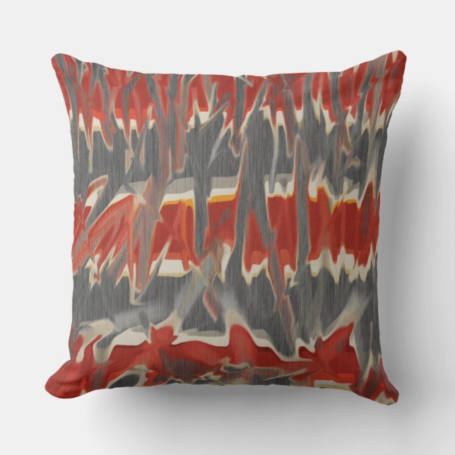 Coussin Teinture Tie Dye Abstraite Gris Rouge Crème (Recto)