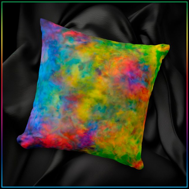 Coussin Teinture Tie-Dye Atomique  Couleurs Arc-en-Ciel Ps (Try the image filters to change-up the color effect. )