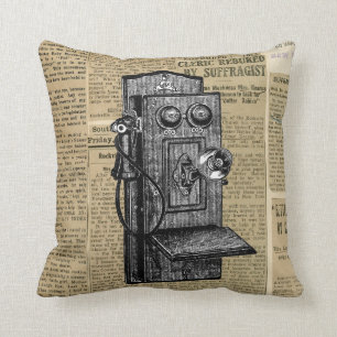Coussin Téléphone antique sur le carreau vintage de papier