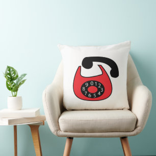 Coussin Téléphone Vintage classique noir rouge