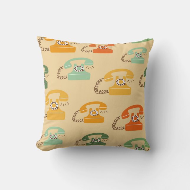 Coussin Téléphones rétro, motif sans couture colorée. (Recto)