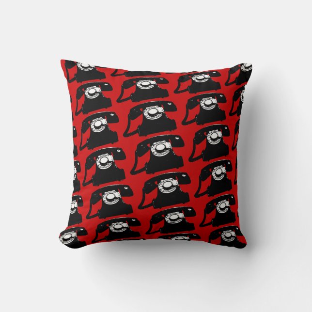 Coussin telephones retro pattern (Recto)